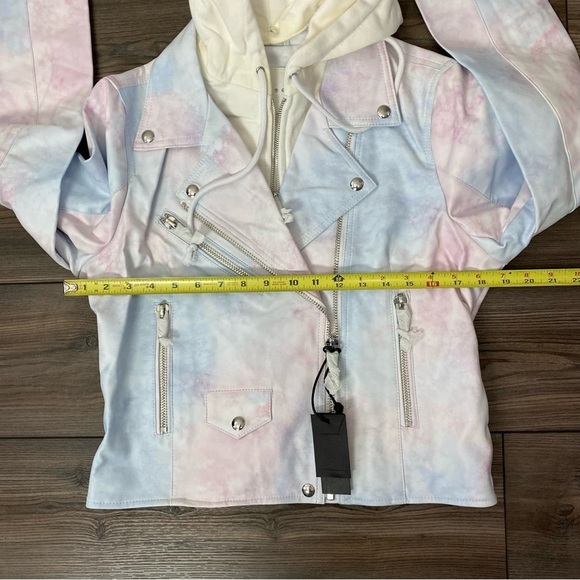 BLANK NYC Tie-Dye Faux Leather Moto with Removable Hood - Picture 15 of 16